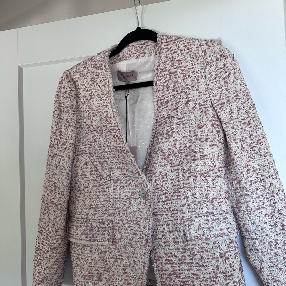 NWT Rebecca Taylor Pink and White Tweed Blazer